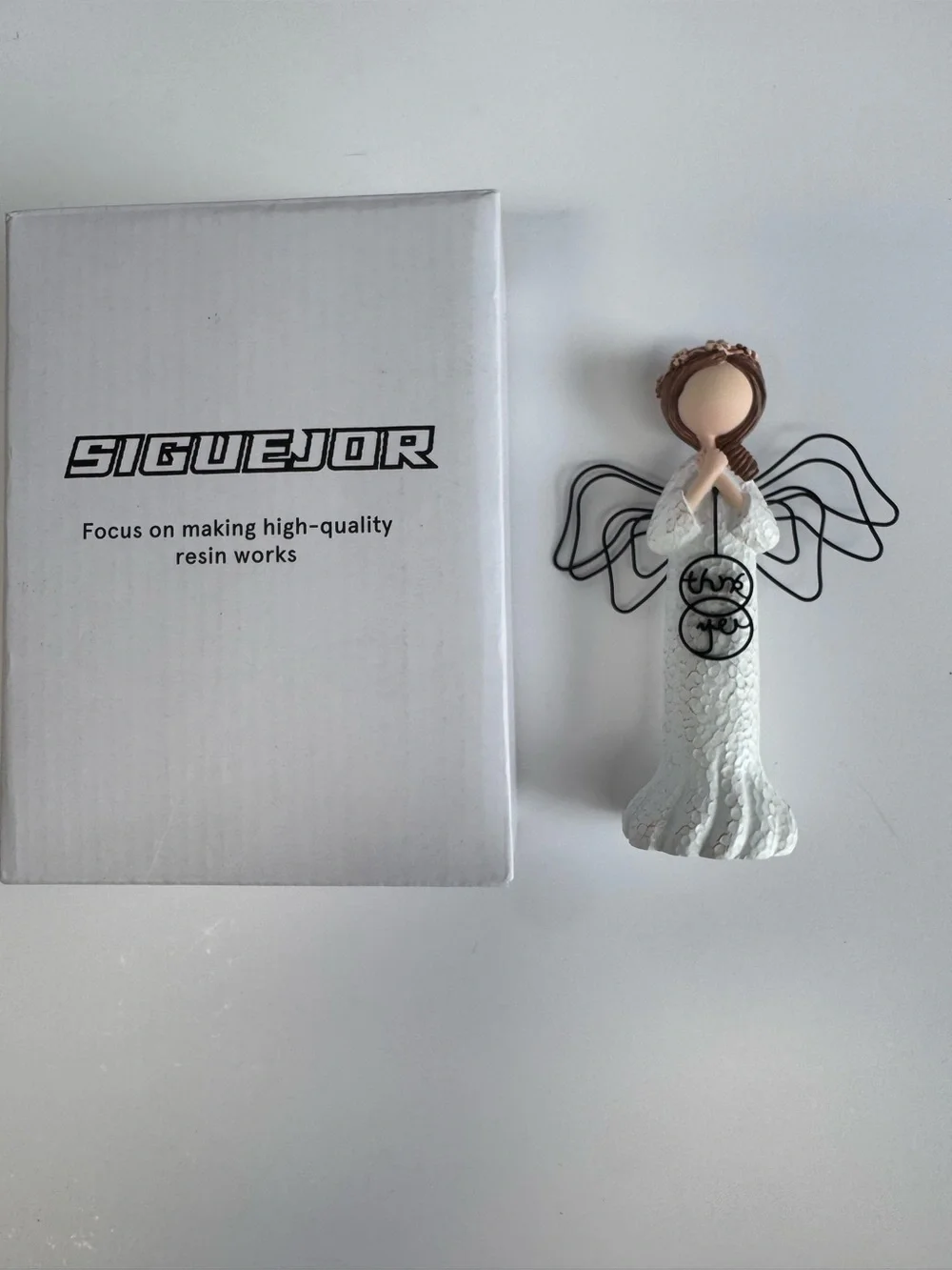 White Angel Figurine with 'Thank You' Sign - Decorative Home Party Accent 5’ in